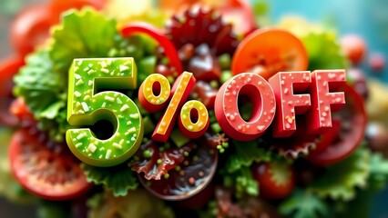 Sale Banner Discount Offer 5 Percent Off on fruit background