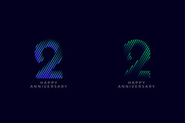 Dioagonal Line Stripes Speed Gradient Colorful 2nd, 2nd Happy Anniversary with diagonal Line movement,Tech, Line pattern concept.