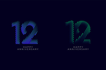 Dioagonal Line Stripes Speed Gradient Colorful 12th, 12th Happy Anniversary with diagonal Line movement,Tech, Line pattern concept.