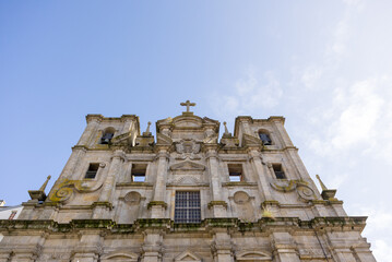Detail of the facade of Church of St. Lawrence ( Igreja de S&atilde;o Louren&ccedil;o e Convento dos Grilos) in the city of Porto, Portugal