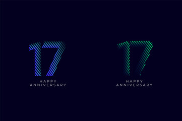 Dioagonal Line Stripes Speed Gradient Colorful 17th, 17th Happy Anniversary with diagonal Line movement,Tech, Line pattern concept.