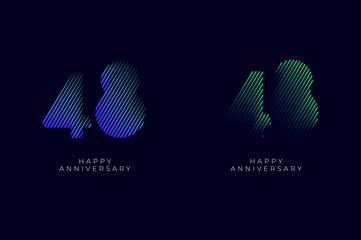 Dioagonal Line Stripes Speed Gradient Colorful 48th, 48th Happy Anniversary with diagonal Line movement,Tech, Line pattern concept.