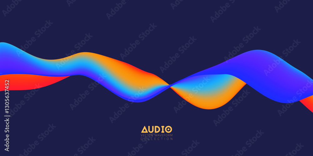 Poster gradient sound wave abstract background. colorful flow of music wave. vector vibrant fluid splash.