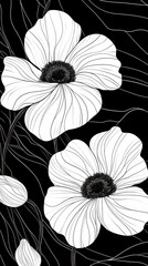 Beautiful and artistic monochrome floral arrangement against a dark background