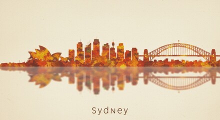 Obraz premium Picturesque Silhouette of Sydney with Iconic Landmarks