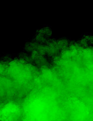 lime green smoke or fog on a black background