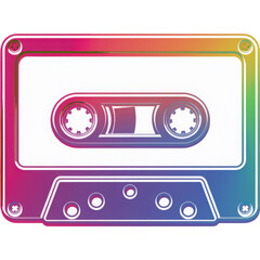 Naklejka premium Retro Neon Cassette Tape Illustration