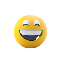 Fototapeta premium Yellow Face with Big Grin Emoji 3D Render