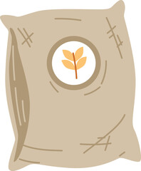 This is an illustration of a burlap sack with a wheat stalk design