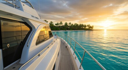Luxury Yacht Sunset Cruise Tropical Island Paradise