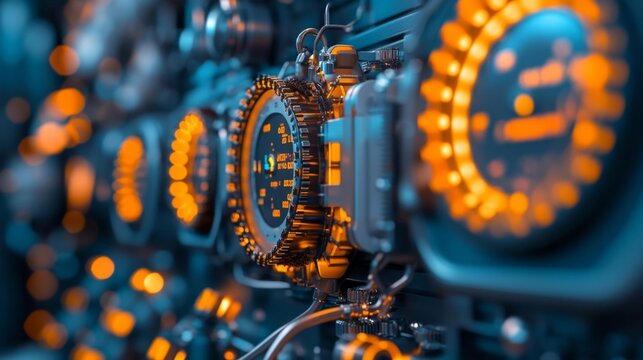 Detailed Close-Up of Industrial Control Panel in a Nuclear Facility. Generative AI - Powered by Adobe