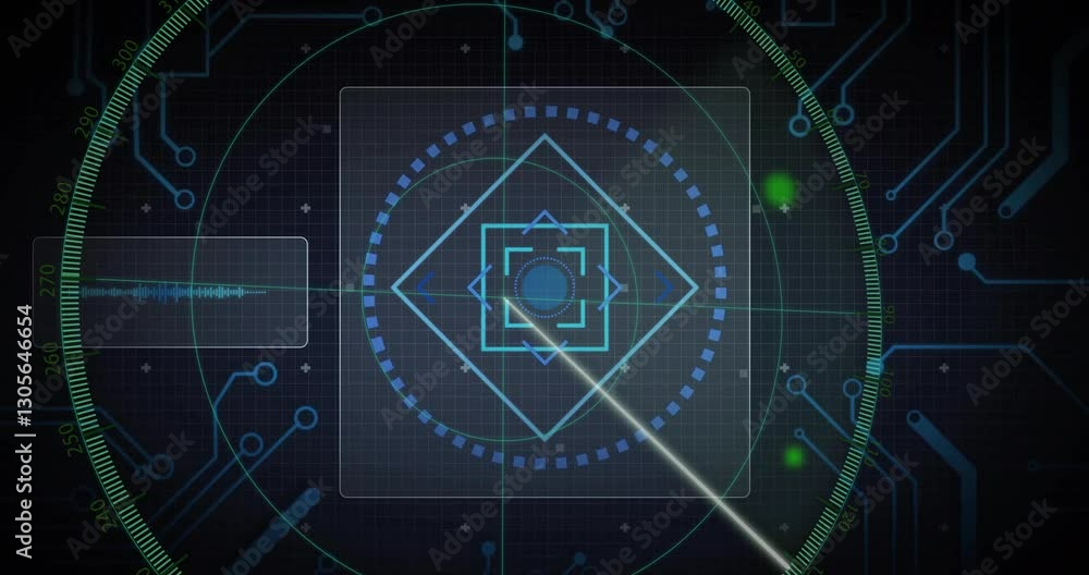 Poster animation of glowing green geometric patterns in futuristic digital interface