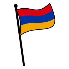 Armenian Flag Waving on Flagpole, Minimalistic Vector Design, National Symbol for Heritage and Culture, Editable EPS Illustration Isolated on White