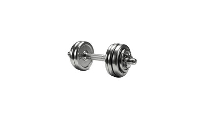 Fototapeta premium Realistic Metal Dumbbell with Polished Finish Isolated on Transparent Background for Fitness and Gym Equipment Visuals