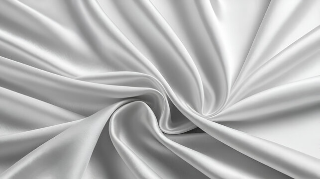 White silk satin background smooth texture background. Abstract grey wavy fabric cloth pattern or canvas soft, Natural linen textured design textile worsted have wave. Concept for cotton designer.