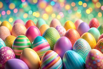 Obraz premium Springtime Easter Egg Pattern Illustration with Bokeh Background - Festive Holiday Design