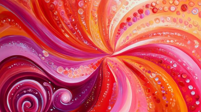 Bright fuchsia and coral swirls, vibrant and bold with fluid glossy patterns