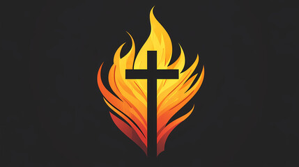 Methodist church cross and flame logo. Hope - Sunrise. Illustration
