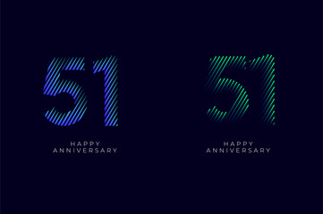Dioagonal Line Stripes Speed Gradient Colorful 51th, 51th Happy Anniversary with diagonal Line movement,Tech, Line pattern concept.