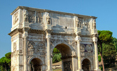 Rome, Latium, Italy - July 25th 2024: Arch of Constantine