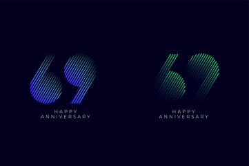 Dioagonal Line Stripes Speed Gradient Colorful 69th, 69th Happy Anniversary with diagonal Line movement,Tech, Line pattern concept.
