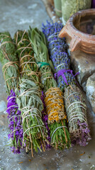 Fototapeta premium Soothing Aromatic Assortment of Smudge Sticks for Cleansing and Purification