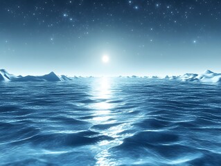 Fototapeta premium An ocean whose surface is completely frozen and shines