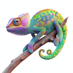 Obraz premium A picture of a cute, spiked chameleon with its colors customized in a vibrant palette