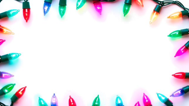 Marco de luces de navidad sobre fondo transparentee