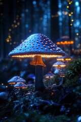 Closeup view of fresh mushroom in forest in Spring.