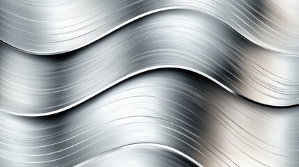 Obraz premium Elegant waves of brushed metal texture with subtle reflections for modern design and industrial aesthetics