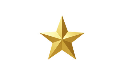 Realistic Gold Star with Reflective Metallic Finish Isolated on Transparent Background for Elegant and Professional Visuals