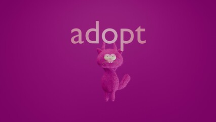 Cat Adoption Campaign Poster with a Cat on a flat background