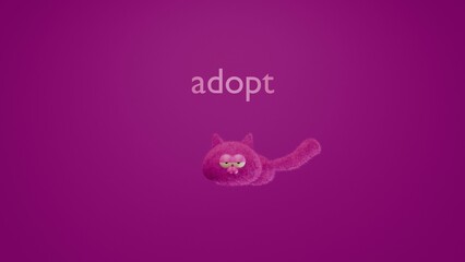 Cat Adoption Campaign Poster with a Cat on a flat background