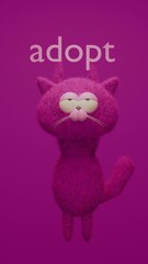 Cat Adoption Campaign Poster with a Cat on a flat background