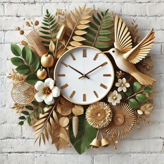 vintage clock on wooden wall