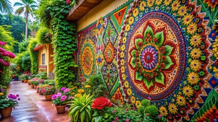 Tribal Floral Garden Art Background Texture: Architectural Photography