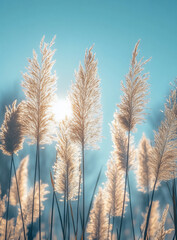 Fototapeta premium the reeds swaying in the breeze, with sunlight filtering through them,