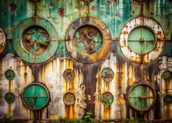 Urban Decay: Abstract Circle Pattern with Smudged Paint, Grunge Texture, Industrial Background