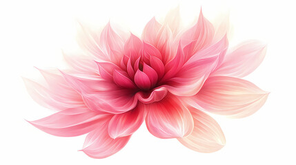 Elegant pink flower with detailed petals, white isolated background. Whimsy - Carnival. Illustration