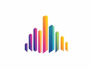 Fototapeta premium 3d graphic of a business graph, colorful bar chart 