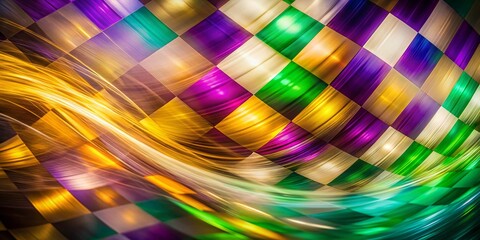 Obraz premium Vibrant Checkered Mardi Gras Celebration Background: Long Exposure Festive Pattern