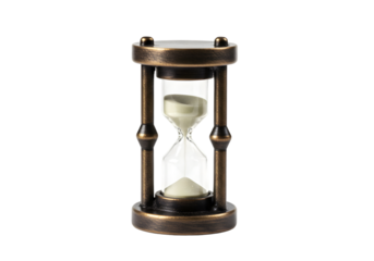 Vintage Hourglass with White Sand, Creative Time Concept, Antique Design, Isolated Object on White Background