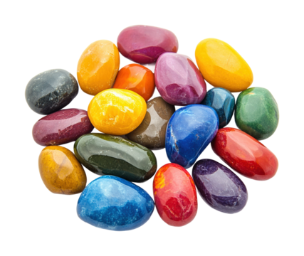 Colorful decorative stones home image. Isolated on transparent background, png.
