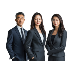 Professional team portrait session. Isolated on transparent background, png.