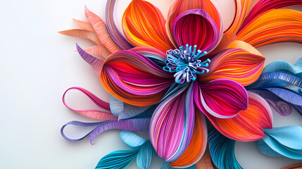 Colorful, intricate, and delicate, the paper flower exudes elegance and whimsy. Whimsy - Carnival. Illustration