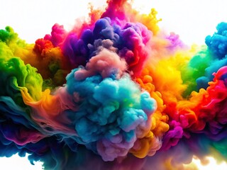 Vibrant Rainbow Spray Paint Cloud Art: Abstract Background Texture