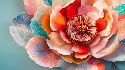 Colorful, intricate, and delicate, the paper flower exudes elegance and whimsy. Whimsy - Carnival. Illustration
