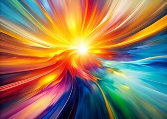 Obraz premium Vibrant Summer Abstract: Dynamic Long Exposure Paint Strokes on Repeating Geometric Pattern