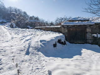 Winter view of Village of Leshten, Bulgaria